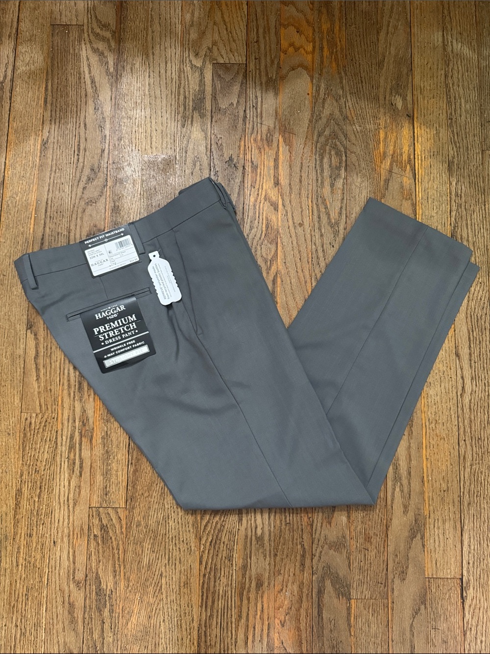 NWT Haggar H26 Men's Stretch Dress Pants - Med Gray 32 x 30